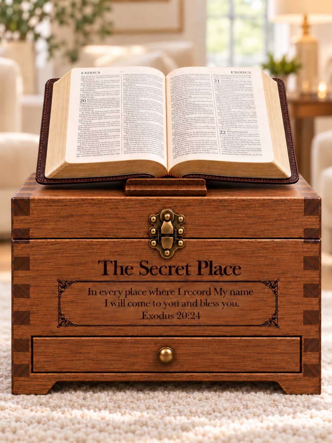 The Secret Place family altar with an open Bible