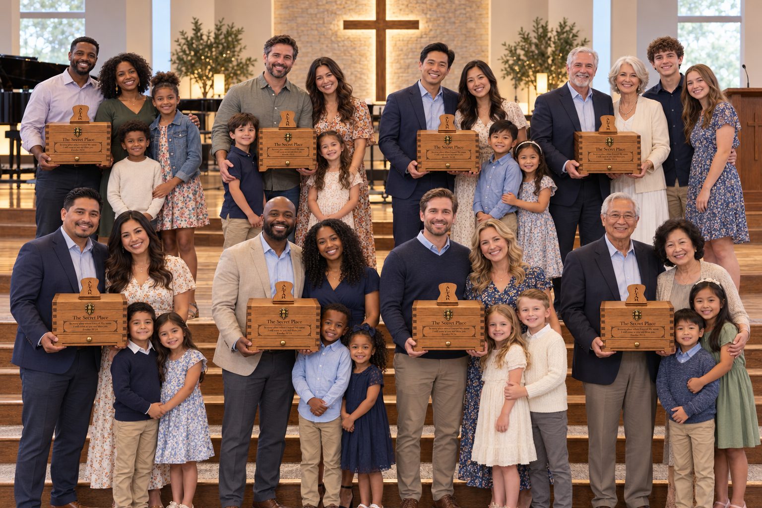 Families holding their altars in church